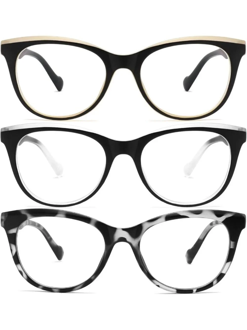 3 Pack Stylish Cat Eye Reading Glasses for Women with Spring Hinges